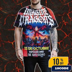 Imagine Dragons Loom World Tour Buenos Aires Event Poster Concert On October 23 2025 At Hipodromo De San Isidro Argentina All Over Print Graphic T-Shirt, Hoodie