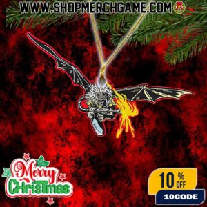 Iron Maiden Aces High Eddie Christmas Ornament Flying Pilot Wings Machine Gun Design Holiday Decoration Heavy Metal Band Collectible Tree Ornament Gift For Metal Fan
