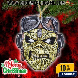 Iron Maiden Aces High Eddie Christmas Ornament Pilot Goggles Flight Suit Design Holiday Decoration Heavy Metal Band Collectible Tree Ornament Gift For Metal Music Fans