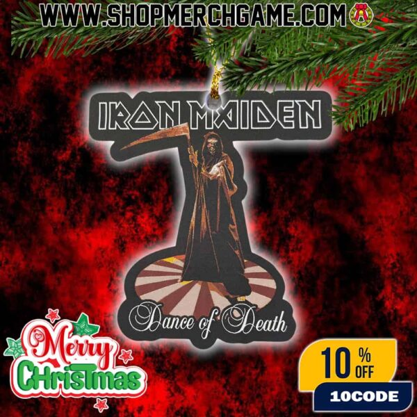 Iron Maiden Dance Of Death Christmas Ornament Ceramic Holiday Decoration Grim Reaper Eddie Design Tree Ornament Collectible Gift For Metal Fans