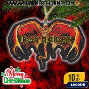 Iron Maiden Eddie Demon Bat Wings Christmas Ornament Ceramic Holiday Decoration Red Wings Skull Design Tree Ornament Collectible Gift For Heavy Metal Fans
