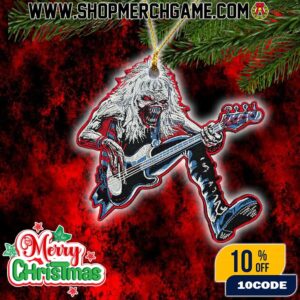 Iron Maiden Eddie The Head Christmas Ornament Bass Guitar Player Design Holiday Decoration Heavy Metal Band Mascot Collectible Tree Ornament Gift For Metal Music Fans
