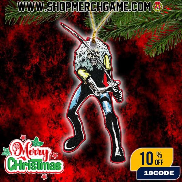 Iron Maiden Eddie The Head Christmas Ornament Soldier Warrior Design Holiday Decoration Heavy Metal Band Collectible Tree Ornament Gift For Metal Music Fans Merry Christmas Decor
