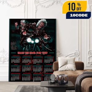Iron Maiden Eddie The Head Fan Club Artwork One Page Calendar 2026 Full Sizes Motorcycle Poster By Cristian Kenneth Glen Crusader Art Poster Canvas Home Decor