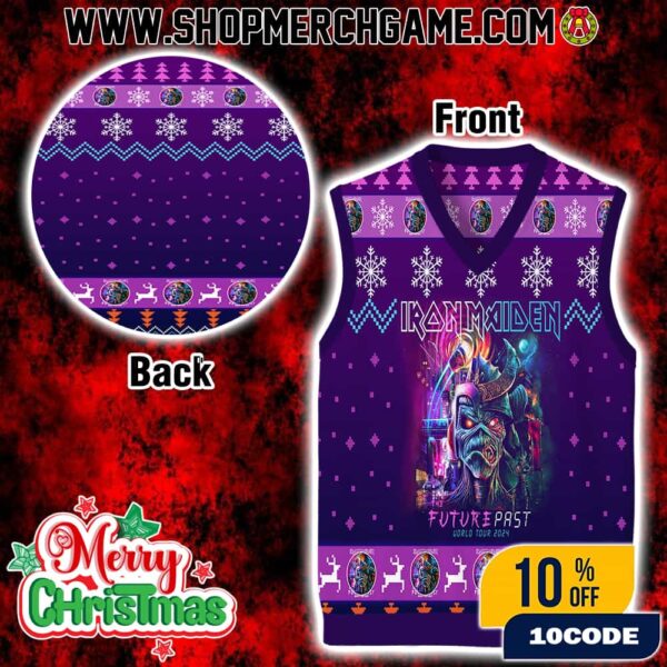 Iron Maiden Future Past World Tour 2024 Ugly Sweater Gile Knitted Christmas Vest