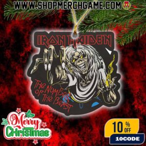 Iron Maiden Number Of The Beast Christmas Ornament Ceramic Holiday Decoration Eddie Candle Flame Design Tree Ornament Collectible Gift For Heavy Metal Fans