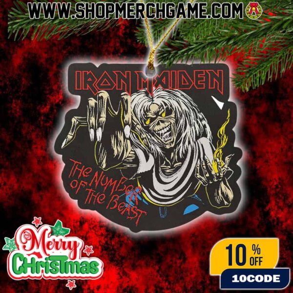 Iron Maiden Number Of The Beast Christmas Ornament Ceramic Holiday Decoration Eddie Candle Flame Design Tree Ornament Collectible Gift For Heavy Metal Fans