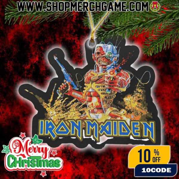 Iron Maiden Somewhere In Time Christmas Ornament Ceramic Holiday Decoration Cyborg Eddie Design Tree Ornament Collectible Gift For Heavy Metal Fans