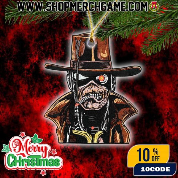 Iron Maiden Wildest Dreams Eddie Christmas Ornament Dance Of Death Album Cowboy Hat Design Holiday Decoration Heavy Metal Band Collectible Tree Ornament Gift For Metal Fans