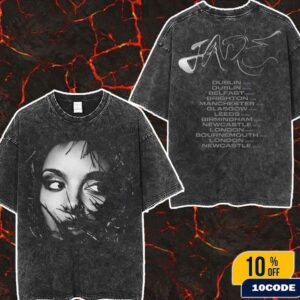 JADE That’s Showbiz Baby The Tour 2025 UK And Ireland Merch Jade Face Date List Back Washed Two Sides T-Shirt