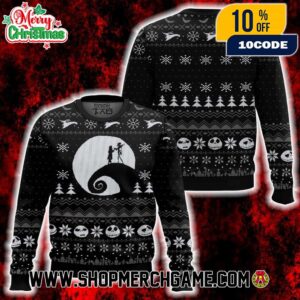 Jack Skellington And Sally Christmas Gift For Family Nightmare Before Christmas Spooky Festive Jumper Xmas Ugly Sweater