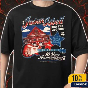 Jason Isbell And The 400 Unit 10th Anniversary Residency October 2025 City Dates Six Nights At The Ryman Merch Guitar Art Classic T-Shirt Jason Isbell And The 400 Unit 10th Anniversary Residency October 2025 City Dates Six Nights At The Ryman Merch Guitar Art Classic T-Shirt