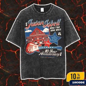 Jason Isbell And The 400 Unit 10th Anniversary Residency October 2025 City Dates Six Nights At The Ryman Merch Guitar Art Wased T-Shirt Jason Isbell And The 400 Unit 10th Anniversary Residency October 2025 City Dates Six Nights At The Ryman Merch Guitar Art Wased T-Shirt
