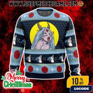 Kaguya Otsutsuki Ahegao Shippuden Ugly Christmas Sweater Fair Isle Knit Naruto Holiday Pullover Anime Gift Winter Print