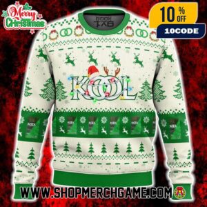 Kool Cigarettes Ugly Christmas Sweater Vintage Menthol Brand Green Logo Santa Hat Reindeer Antlers Christmas Lights Holiday Knit With Snowflakes Winter Festive Gift Kool Cigarettes Ugly Christmas Sweater Vintage Menthol Brand Green Logo Santa Hat Reindeer Antlers Christmas Lights Holiday Knit With Snowflakes Winter Festive Gift
