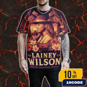 Lainey Wilson Cowboy Artwork Poster California Poppies On October 10 2025 At Madison Square Garden New York City By Max Mahn All Over Print Graphic T-Shirt, Hoodie
