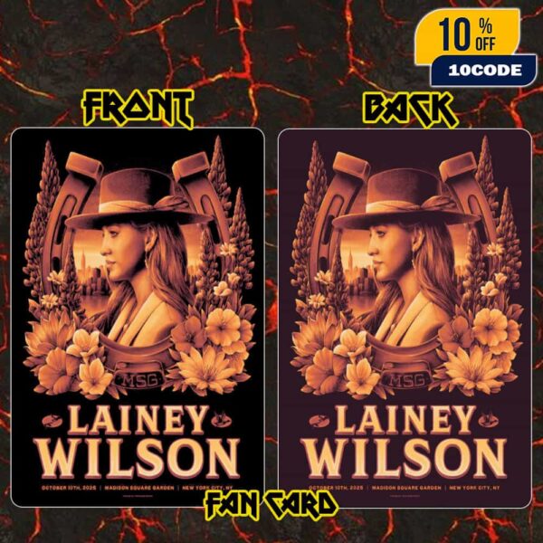 Lainey Wilson Cowboy Artwork Poster California Poppies On October 10 2025 At Madison Square Garden New York City By Max Mahn Fan Card