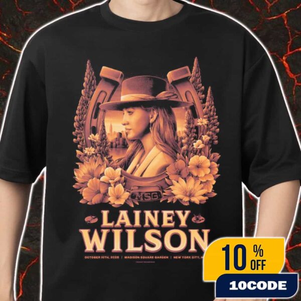 Lainey Wilson Cowboy Artwork Poster California Poppies On October 10 2025 At Madison Square Garden New York City By Max Mahn Merch Unisex T-Shirt