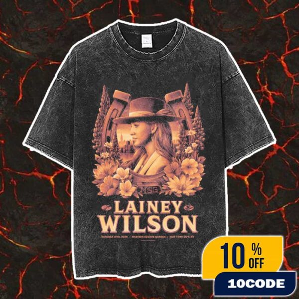 Lainey Wilson Cowboy Artwork Poster California Poppies On October 10 2025 At Madison Square Garden New York City By Max Mahn Vintage Washed Unisex T-Shirt