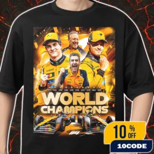 Lando Norris x Oscar Piastri x Andrea Stella McLaren Car MCL39 Papaya Black-Orange 2025 World Champions All Titles Merch Unisex T-Shirt