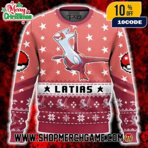 Latias Pokemon Ugly Christmas Sweater Knitted Holiday Pullover With Pokeball Design For Men Women