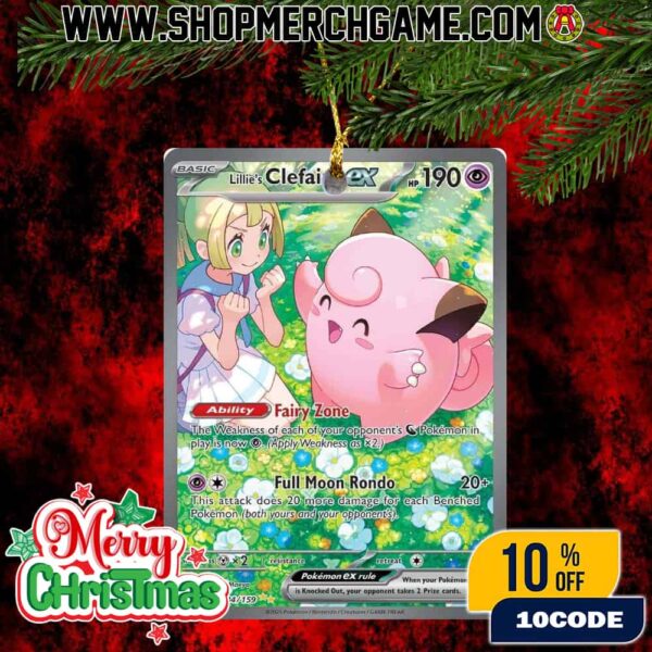 Lillie Clefairy Ex Pokemon Card Christmas Ornament Rare Collector Holiday Tree Decoration Gift