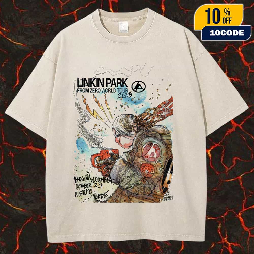 Linkin Park From Zero World Tour Bogota Event Poster October 25th 2025 Artwork By Stefano Cardoselli Unisex Washed Tee Linkin Park From Zero World Tour Bogota Event Poster October 25th 2025 Artwork By Stefano Cardoselli Unisex Washed Tee