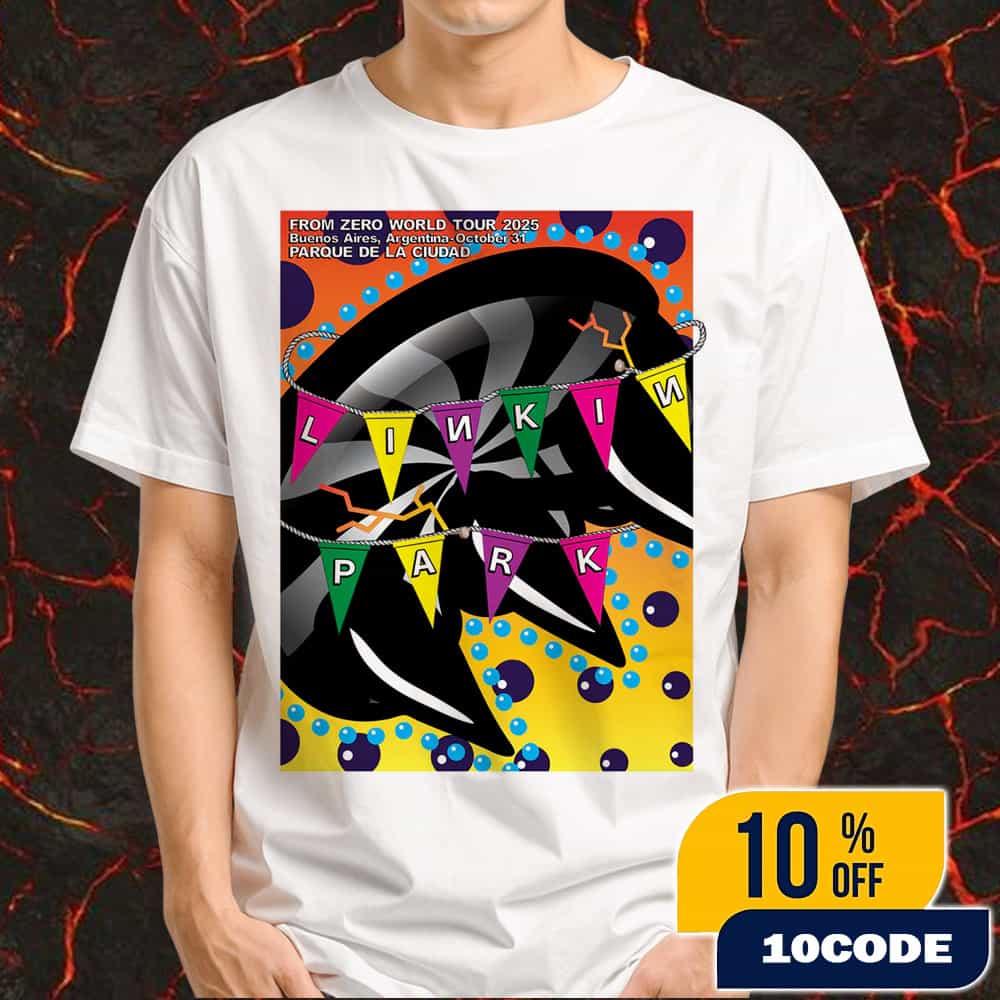 Linkin Park From Zero World Tour Buenos Aires Event Poster October 31st 2025 Artwork By Claudia Claw Money Gold Merchandise Unisex T-Shirt Linkin Park From Zero World Tour Buenos Aires Event Poster October 31st 2025 Artwork By Claudia Claw Money Gold Merchandise Unisex T-Shirt