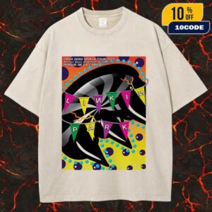 Linkin Park From Zero World Tour Buenos Aires Event Poster October 31st 2025 Artwork By Claudia Claw Money Gold Unisex Washed Tee