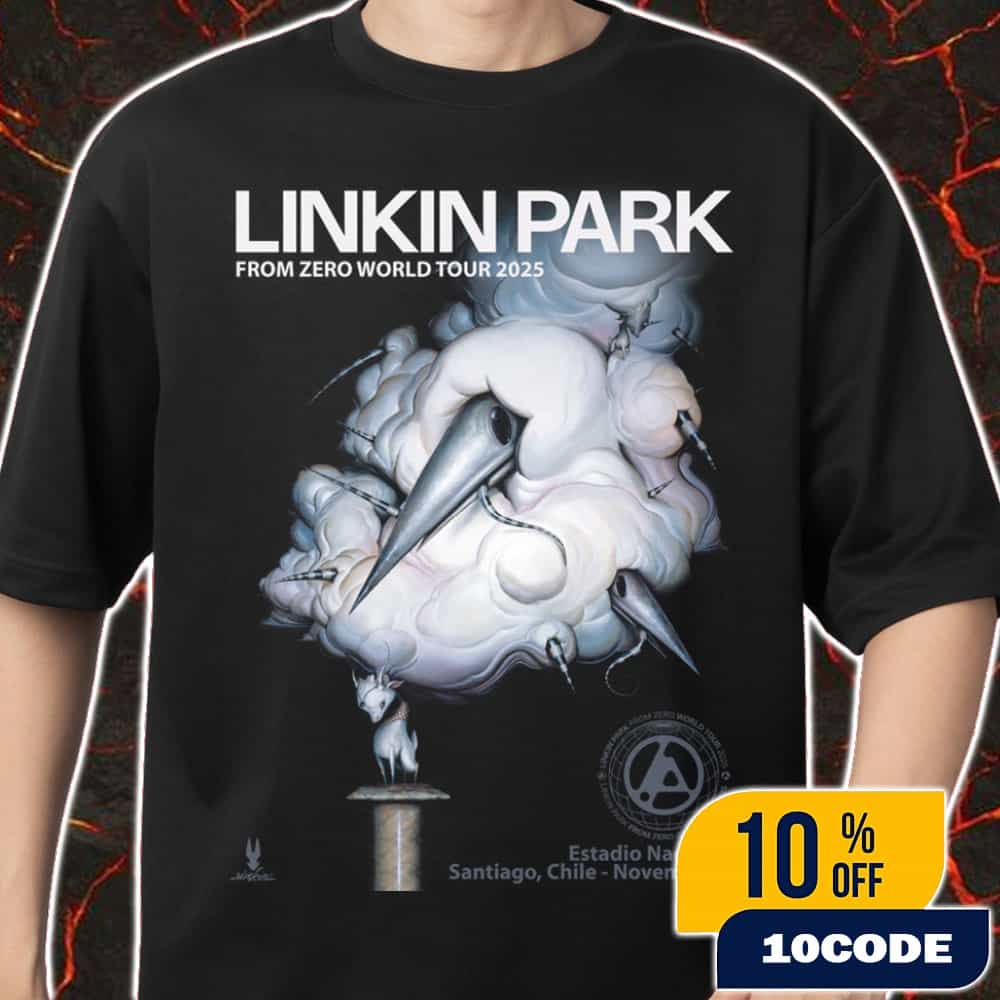 Linkin Park From Zero World Tour Santiago Event Poster November 2nd 2025 Artwork By Greg Craola Simkins Merch Unisex T-Shirt Linkin Park From Zero World Tour Santiago Event Poster November 2nd 2025 Artwork By Greg Craola Simkins Merch Unisex T-Shirt