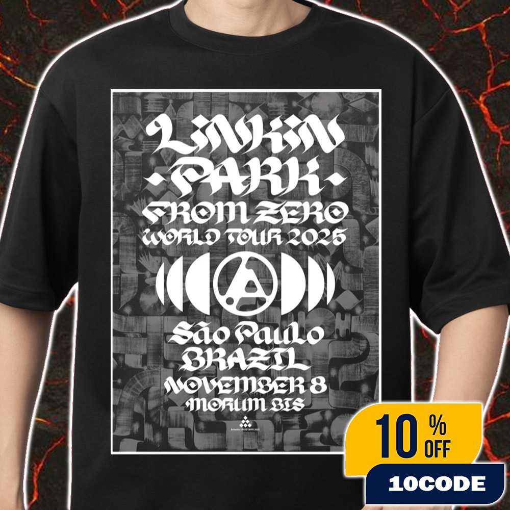 Linkin Park From Zero World Tour Sao Paulo Event Poster November 8th 2025 Artwork By ROSTARR Unisex T-Shirt Linkin Park From Zero World Tour Sao Paulo Event Poster November 8th 2025 Artwork By ROSTARR Unisex T-Shirt