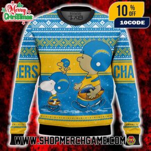 Los Angeles Chargers Snoopy Woodstock Charlie Brown Holiday Ugly Sweater Blue Gold Knitted Pullover Festive Christmas Gift For NFL Fans Men Women Los Angeles Chargers Snoopy Woodstock Charlie Brown Holiday Ugly Sweater Blue Gold Knitted Pullover Festive Christmas Gift For NFL Fans Men Women