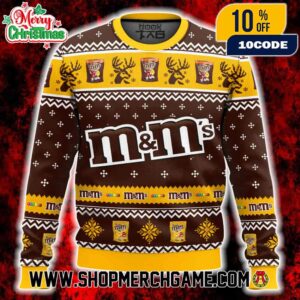 M&Ms Chocolate Candy Holiday Sweater Brown Yellow Nordic Pattern Knitted Pullover Featuring Reindeer Snowflakes Ugly Christmas Gift For Adults Kids M&Ms Chocolate Candy Holiday Sweater Brown Yellow Nordic Pattern Knitted Pullover Featuring Reindeer Snowflakes Ugly Christmas Gift For Adults Kids