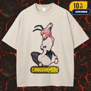 Makima Chainsaw Man Sexy BDSM Hentai Version Bunny Concept Washed T-Shirt