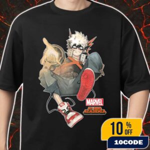 Marvel x My Hero Academia Teamed Up To Make Tribute Artwork Of Bakugo Inspired By Miles Morales Artwork By Oliver Coipel Merch Unisex T-Shirt