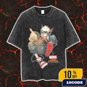 Marvel x My Hero Academia Teamed Up To Make Tribute Artwork Of Bakugo Inspired By Miles Morales Artwork By Oliver Coipel Vintage Washed Unisex T-Shirt
