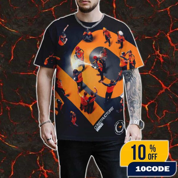 McLaren Formula 1 Team 10 Constructors Wins Poster 2025 Papaya Celebration Artwork World Champions Limited Edition All Over Print Graphic T-Shirt, Hoodie