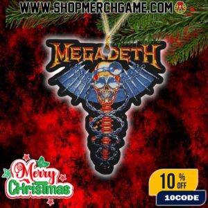 Megadeth Vic Rattlehead Christmas Ornament Ceramic Holiday Decoration Blue Skull Wings Spine Design Tree Ornament Collectible Gift For Thrash Metal Fans