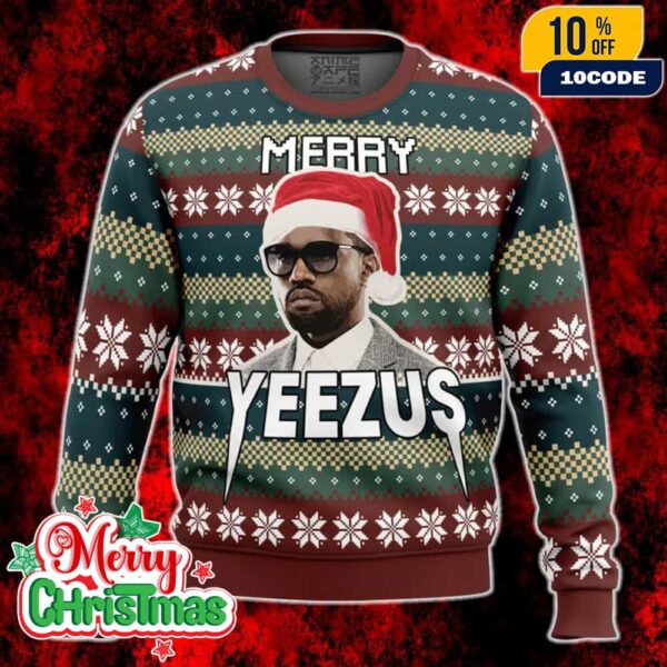 Merry Yeezus Kanye West Ugly Christmas Sweater Funny Rap Music Holiday Pullover