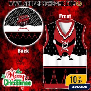 Metallica 72 Seasons Album Inspired Red Black Enter Santaman Knitted Vest Fair Isle Christmas Holiday Ugly Sweater Gile Thrash Metal Fan Gift