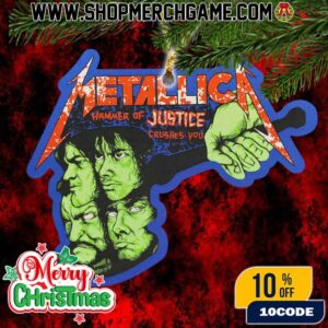 Metallica And Justice For All Christmas Ornament Ceramic Holiday Decoration Hammer Of Justice Crushes You Album Art Tree Ornament Gift For Metal Fans