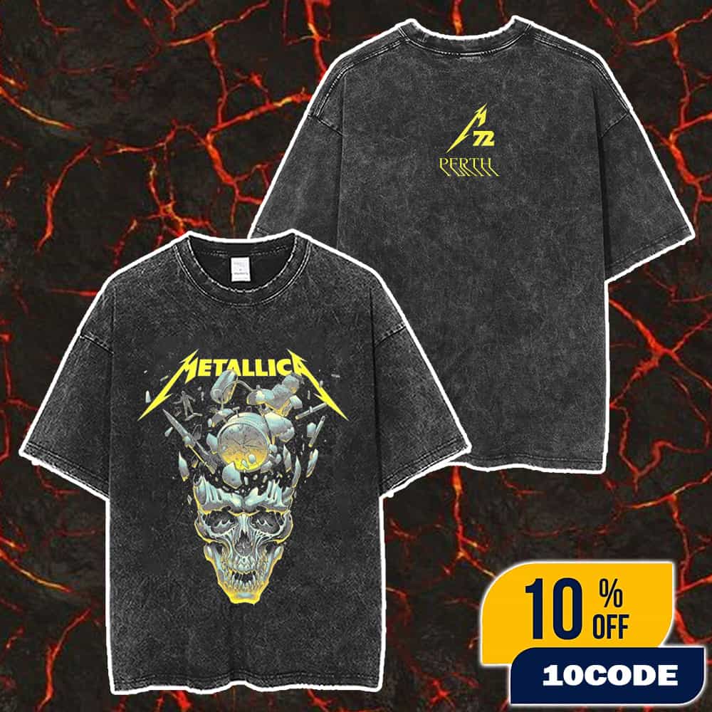Metallica M72 Perth Australia World Tour Pop-Up Merch New Collection On October 31 November 2 2025 At Optus Stadium Logo Tee With Evanescence x Suicidal Tendencies Washed T-Shirt Metallica M72 Perth Australia World Tour Pop-Up Merch New Collection On October 31 November 2 2025 At Optus Stadium Logo Tee With Evanescence x Suicidal Tendencies Washed T-Shirt