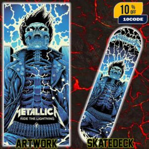 Metallica M72 Perth Brand New Official Ride The Lightning Artwork World Tour 2025 November 1 2025 At Optus Stadium Australia By Luke Preece Skateboard Event Deck