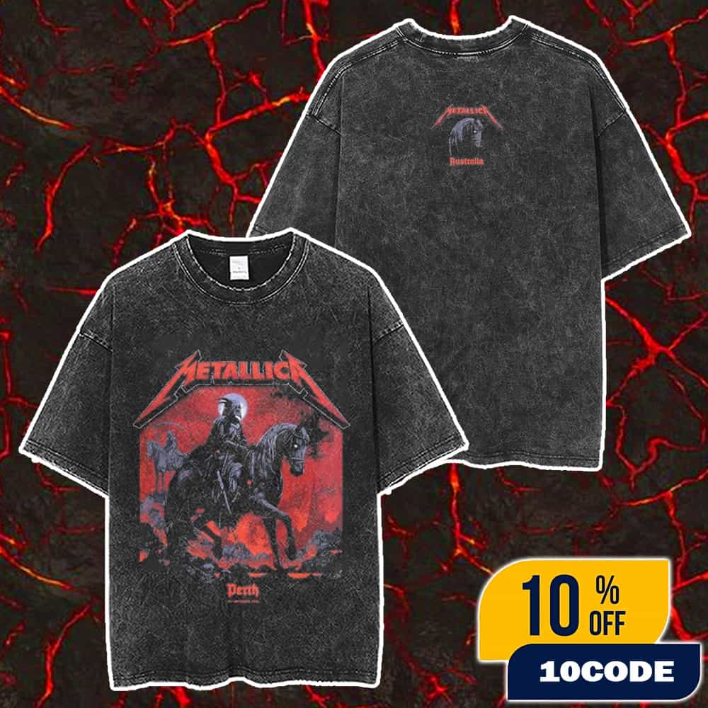 Metallica M72 Perth Exclusive Pop-Up Poster Event For Australia Artwork By Ken Taylor On 1st November 2025 At Optus Stadium World Tour Unisex Two Sides Washed T-Shirt Metallica M72 Perth Exclusive Pop-Up Poster Event For Australia Artwork By Ken Taylor On 1st November 2025 At Optus Stadium World Tour Unisex Two Sides Washed T-Shirt