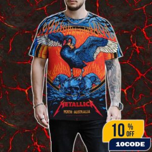 Metallica M72 Perth Limited Edition Show Print For The ANZ Shows World Tour On November 1st 2025 At Optus Stadium Australia Poster Artwork By Ben Brown All Over Print T-Shirt