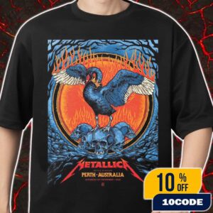 Metallica M72 Perth Limited Edition Show Print For The ANZ Shows World Tour On November 1st 2025 At Optus Stadium Australia Poster Artwork By Ben Brown Merch Unisex T-Shirt