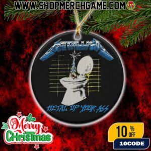 Metallica Metal Up Your Ass Christmas Ornament Circle Hanging Decoration Holiday Tree Decor Official Band Merchandise Gift For Metalhead Fans
