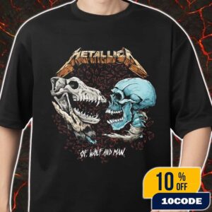 Metallica Of Wolf And Man Skulls Song Artwork Collaboration By Mark Kowalchuk And Puis Calzada Inspired Black Album 1991 Merch Unisex T-Shirt