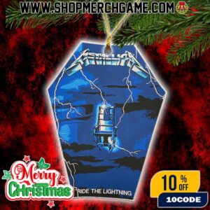 Metallica Ride The Lightning Christmas Ornament Ceramic Holiday Decoration Blue Electric Chair Design Tree Ornament Collectible Gift For Thrash Metal Fans