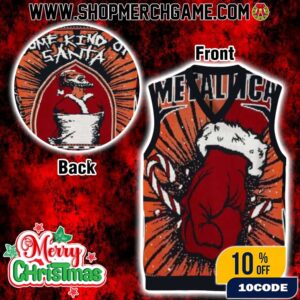 Metallica St Anger Some Kind Of Santa Ugly Sweater Gile Vest Sleeveless Christmas Holiday Knit Two Sides Design Heavy Metal Band Festive Party Wear Gift For Thrash Metal Fans